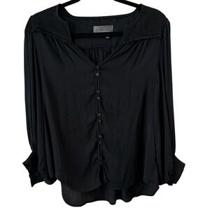 Anthropologie Cacee Jacquard Reptile Print V Neck Button Down Shirt Womens Small